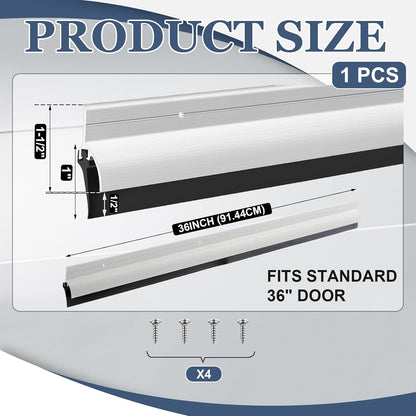 Hicarer 1 Pcs Door Bottom Sweep with Rain Drip 0.5625" W x 2" H x 36" L, Sliver Exterior Door Rain Drip Guard, Bottom Weather Stripping, Mill Finish Aluminum with Vinyl Insert