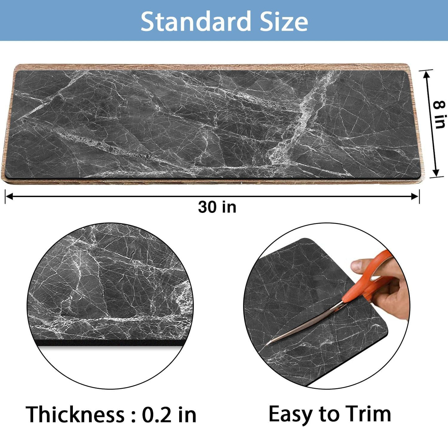 Non Slip Rubber Carpet Stair Treads for Wooden Steps Indoor, 15 Pack Slip Resistant Stair Rug Staircase Step Treads Pads for Pet, Kids and Elderly, Black Marble