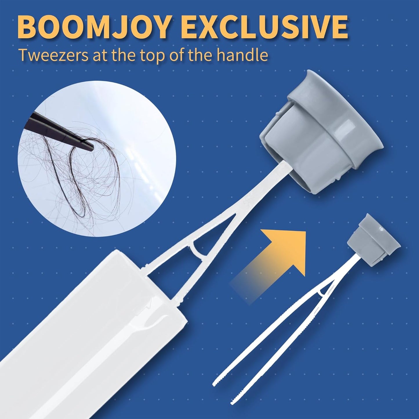 BOOMJOY Toilet Brush and Holder Set, Silicone Toilet Bowl Cleaner Brush, Bathroom Cleaning Bowl Kit with Tweezers, Bathroom Accessories with Aluminum Handle - White