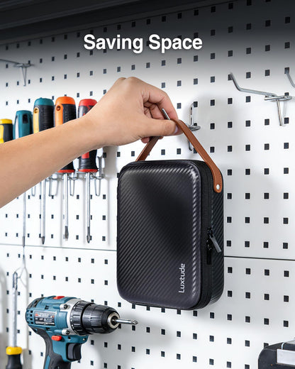 Luxtude Small Battery Organizer Storage Case with Tester, Hard Batteries Storage Holds 61, Portable Batteries Case Organizers, Drawer Caddy & Daddy (Black)