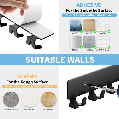 GTK Key Holder for Wall, Key Hooks with 6 Hooks, Wall Mounted Key Holder for Hallway, Self Adhesive Key Rack(White)