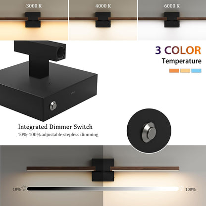 8000mAh Battery Operated Wall Sconce with Remote Control, 3000K-6000K Dimmable Black Wireless Rechargeable Wall Sconces Set of Two with Timer Function for Living Room, Bedroom, Stairwell, TV 24 Inch