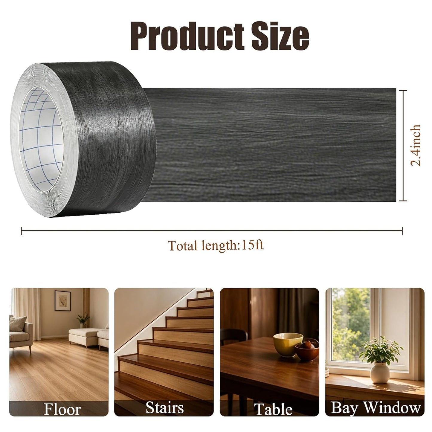 GSCIT Club Wood Grain Repair Tape, 2.4 inch X 15ft Self Adhesive Maple Grain Repair Patch for Tables, Chairs, Baseboards, Doors, Windows, Floors, Handicraft DIY. - Colors B