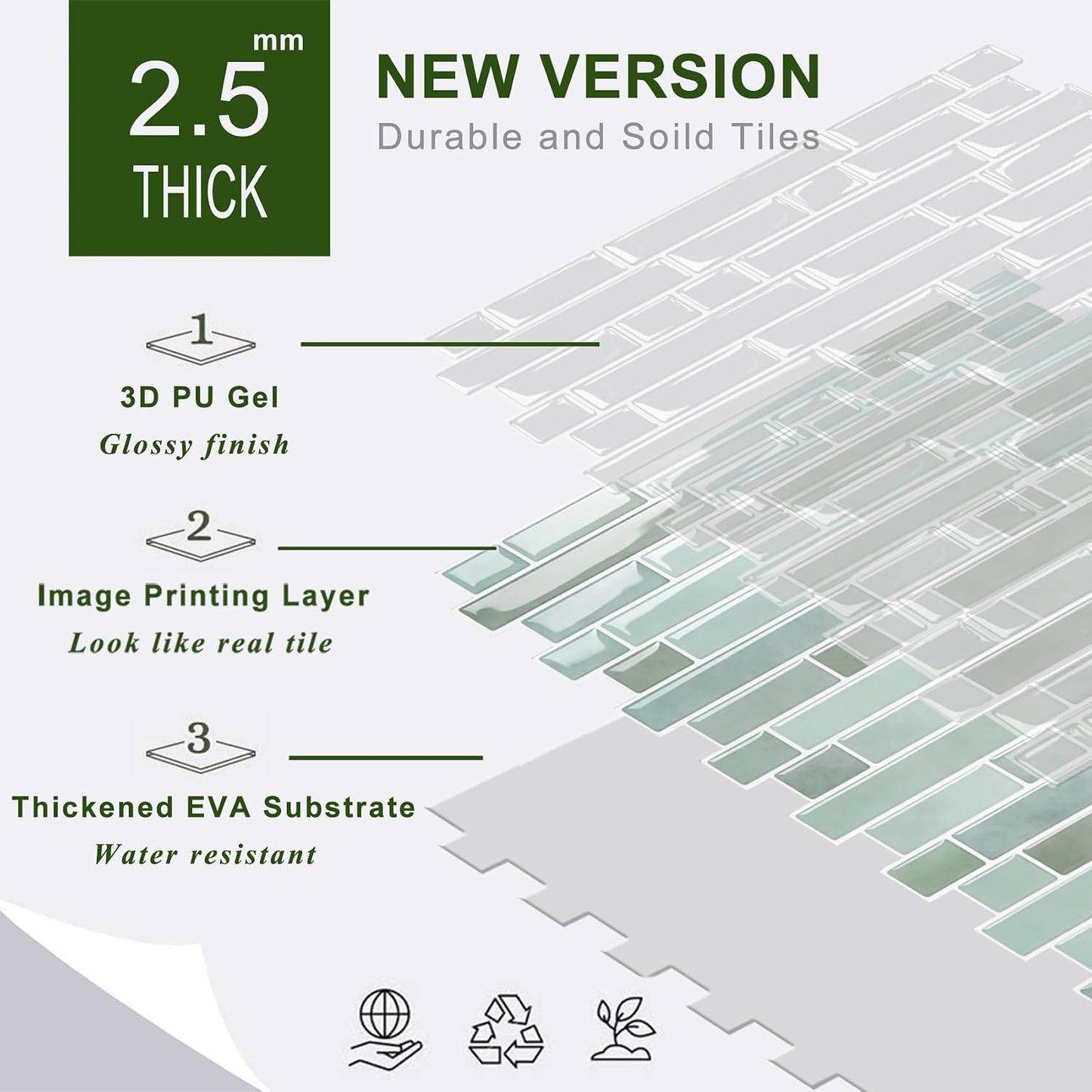 STICKGOO Peel and Stick Backsplash - 10 Sheets of 12”×12” - 3D Self Adhesive Peel and Stick Tile Backsplash for Kitchen & Bathroom