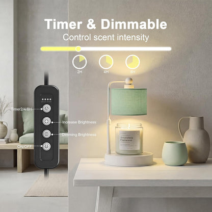Candle Warmer Lamp with Timer, Modern Farmhouse Candle Warmer, Height Adjustable & Dimmable Electric Candle Warmer Lamp, Includes 2 Bulbs, Birthday Gift for Women, Mom, Housewarming - Flaxen