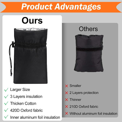 2 Pack Outdoor Faucet Covers for Winter Freeze Protection, Thickened 10"H x 6.3"W Outside Garden Faucet Socks,Waterproof Insulated Hose Bib Spigot Cover with 420D Oxford Fabric & Aluminum Foil