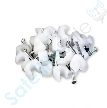 SatelliteSale Single Screw White Clips for Ethernet Internet Telephone Cable TV Wire Cable Management 100 Pcs