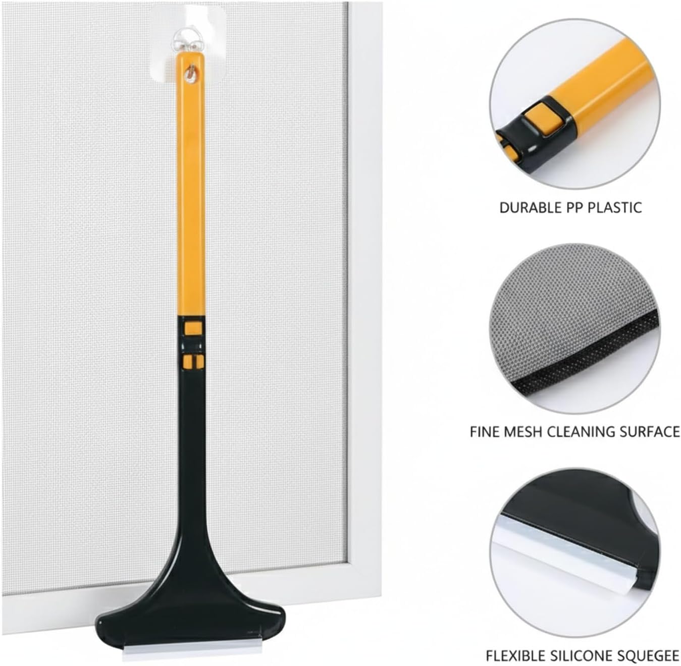 Versatile Double-Sided Screen & Glass Cleaning Brush, Multipurpose Mesh Tool for Fixed Windows, Durable PP Plastic