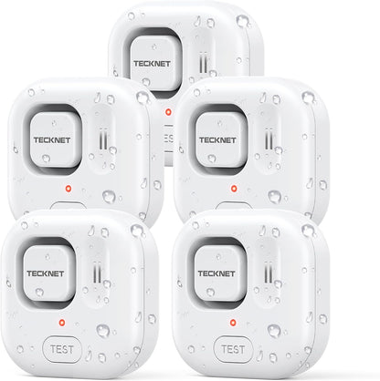 TECKNET Water Leak Detectors for Home, 120dB Water Sensor Alarm Leak Detector, IP66 Waterproof, Water Leak Detectors for Bathroom, Sink, Laundry, Window, Basements, Kitchens(3 Pack, Battery Included)