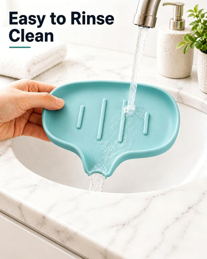 3 Pack Silicone Soap Dish with Drain, Bar Soap Holder for Shower/Bathroom, Self Draining Waterfall Soap Tray/Saver for Kitchen, Keep Soap Dry, Easy to Clean