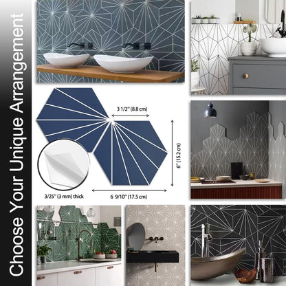 AULIGET 6" x 12" Black Slate Peel and Stick Backsplash Wall Tiles, PVC Faux Stone Stick on Tiles for Backsplash Kitchen, Bathroom, Laundry Room, Camper, Fireplace (Pack of 20)