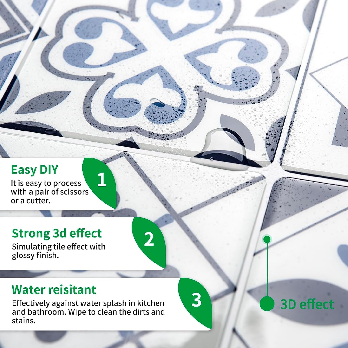 LONGKING Peel and Stick Backsplash Tile Stickers, Colorful Talavera Mexican Tile, Stick on Wall Tiles (10 Sheets)