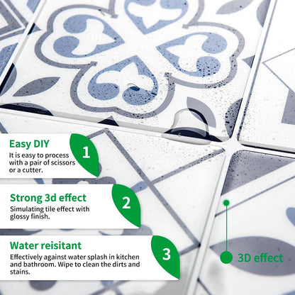 LONGKING Peel and Stick Backsplash Tile Stickers, Colorful Talavera Mexican Tile, Stick on Wall Tiles (10 Sheets)