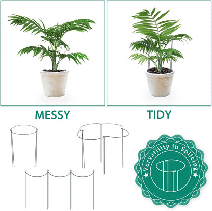 24 Pack Plant Support Stake, Half Round Metal Garden Plant Stake, Green Plant Support Ring, Border Support with Plant Lables & Plant Clips for Outdoor Indoor Plants, Vegetable, Flowers