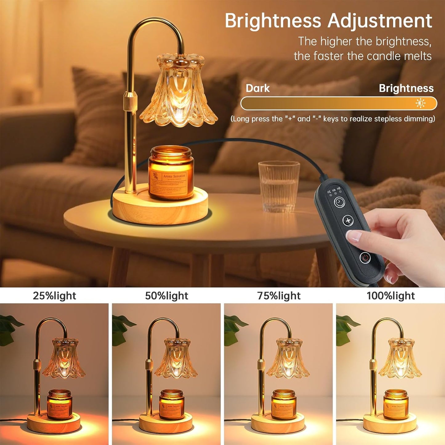 Fragrance Candle Warmer Lamp with 2 Bulbs Electric Candle Warmer with Timer & Dimmer for Home Decor