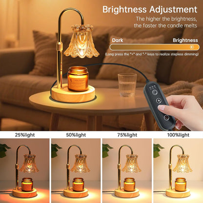 Fragrance Candle Warmer Lamp with 2 Bulbs Electric Candle Warmer with Timer & Dimmer for Home Decor