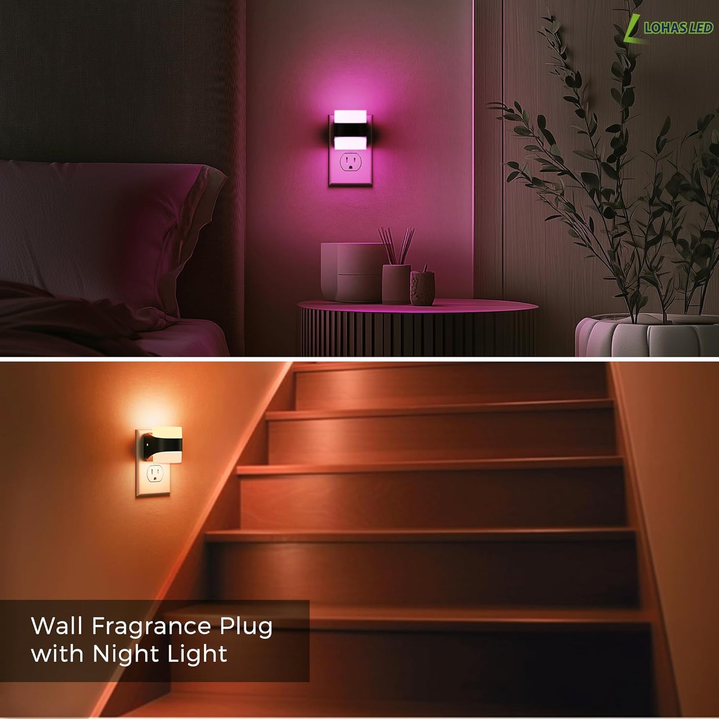 L LOHAS LED Night Light, Bubble Night Lights Plug into Wall,2 Pack 3000K/4000k/5000K Adjustable Color Temperature Night Light,Dimmable Nightlights with Dusk to Dawn Sensor for Rooms Bathroom Hallway