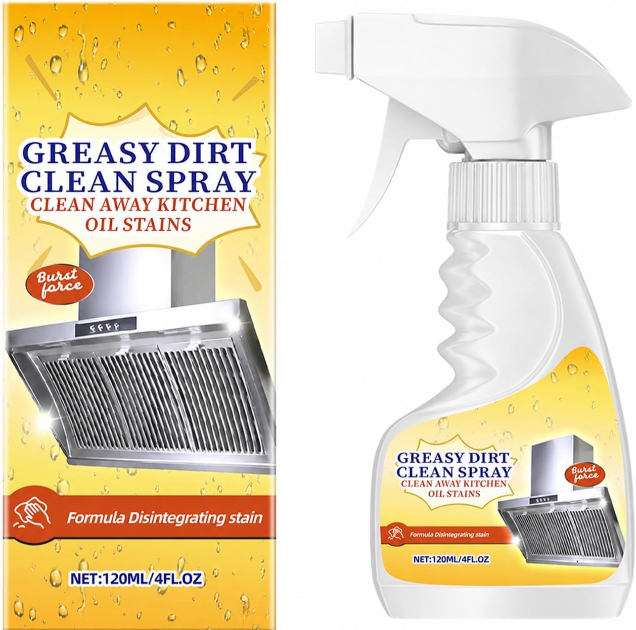Kitchen Degreaser Spray, Heavy Duty Grease Cleaner for Stove, Oven, Range Hood & Countertops, Multi Surface All Purpose Cleaner for Cabinets, Backsplash & Appliances, Fresh Citrus Scent, 4oz