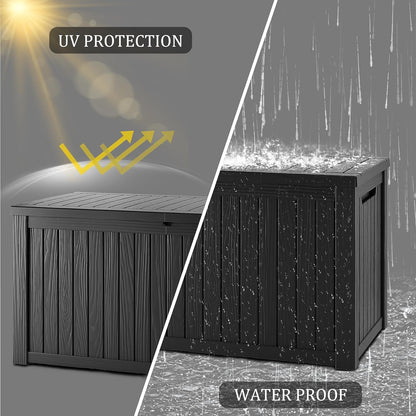 TARKARI 275 Gallon Resin Deck Box, Waterproof Outdoor Storage Box, Lockable for Patio Furniture, Garden Tools, Pool Accessories, UV-Resistant for All Weather Use, Black