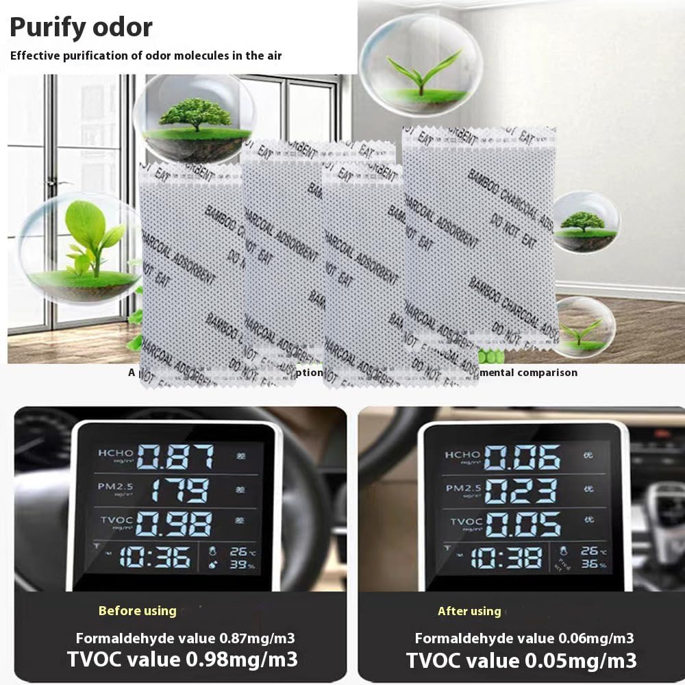 30Pack Activated Charcoal Odor Absorber for Strong Odors in Car,Closet,Shoe | Natural Activated Charcoal Air Purifying Bag Odor Eliminator; 10g/Pack Air Freshener for Home,Car,Closet,Shoe,Basement,Pet
