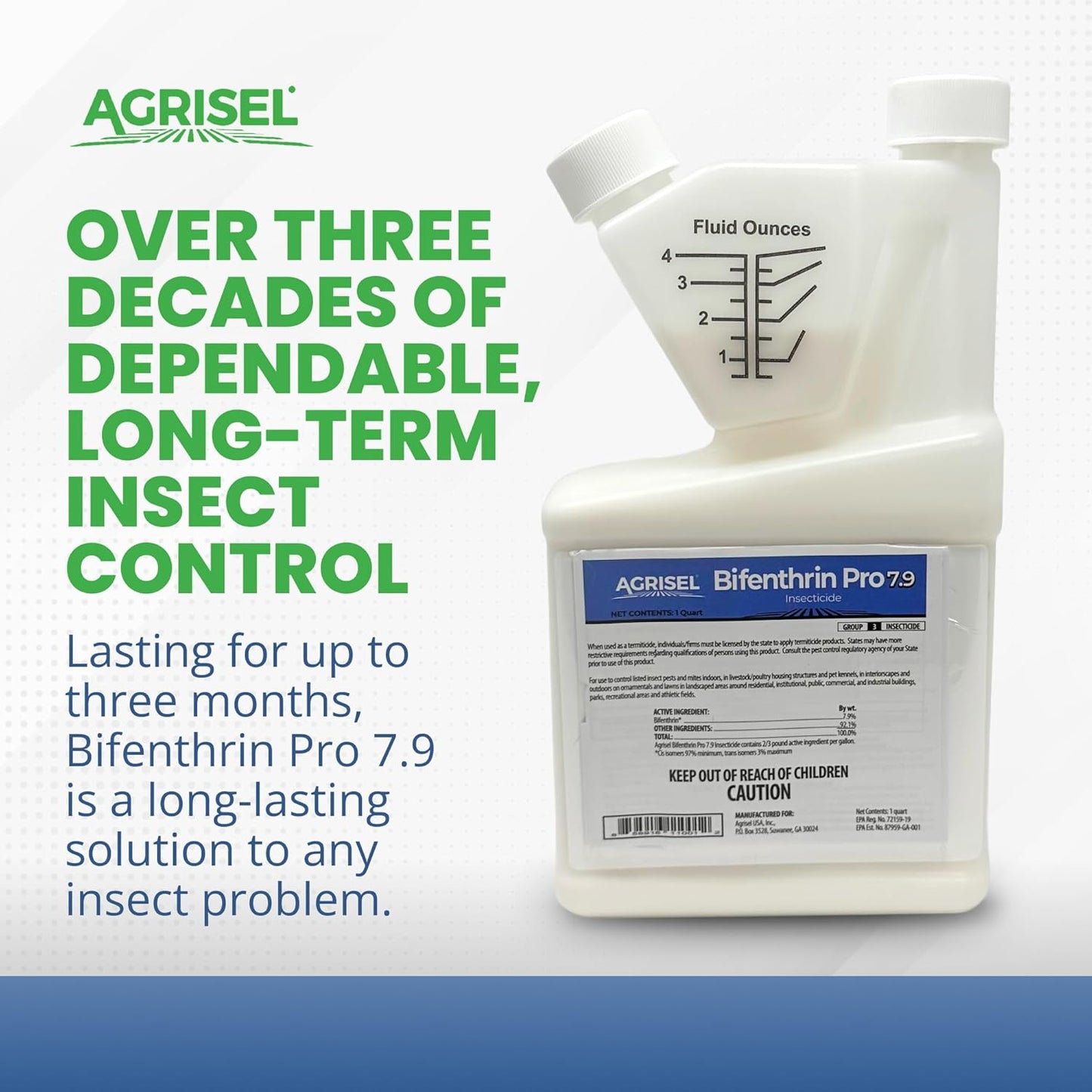 Agrisel Bifenthrin Pro 7.9, Insect Control, Safe for Plants & Crops, Insecticide, Effective Against 125+ Insects, 1 Gallon