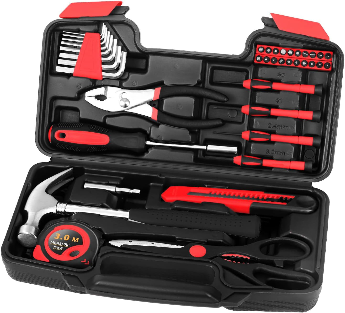 144-Piece General Household Hand Tool Kit with Plastic Toolbox Pink | Basic General Hand Tool Kit, Household Tool Set, for Home Repair, Office & College Dormitory Use, Daily Use for Women