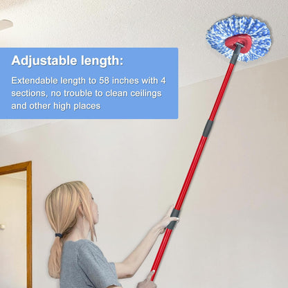 Mop Head Replacement, Base, Mop Handle for Ocedar RinseClean 2-Tank System, 2 Microfiber Mop Refills, Extendable Length 30-59" Mop Handle, Base and Scrubber for All Hard-surfaced Floor