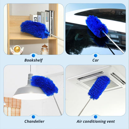 ZZ LAZYCOTTAGE Microfiber Feather Duster for High Reach, Lightweight Ceiling Fan Cleaner, 91.5" Telescopic Pole, Cobweb Duster with Extension Pole for Home & Car