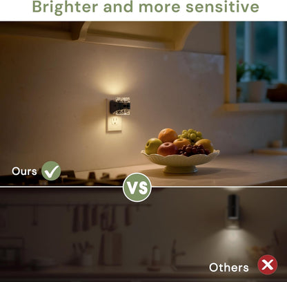 L LOHAS LED Motion Sensor Night Light,Dimmable Night Lights Plug into Wall, 2 Pack Acrylic Nightlight with 0-100 LM Adjustable Brightness, 3000K Plug in Night Light for Bathroom Hallway