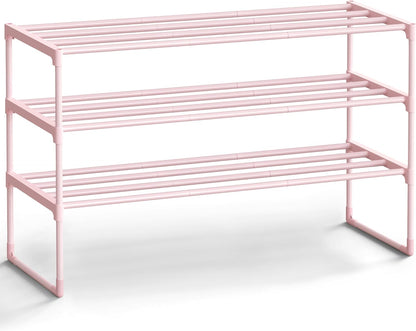 SONGMICS Shoe Rack, 6-Tier Shoe Organizer, Metal Storage Shelf, Upright or Upside Down, for 24-30 Pairs, Stackable, for Entryway, 11.8 x 36.2 x 42.7 Inches, Black ULSA306BH01