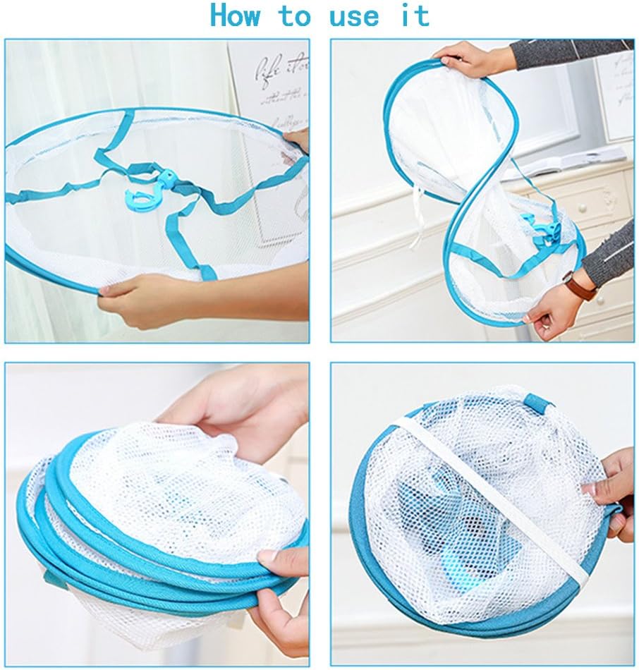 3 Tiers Folding Drying Rack, Mesh Clothes Hanging Dryer, Portable Hanging Laundry Rack with Fixing Band, Lay Flat to Dry Mesh Clothes Hanger for T-Shirt,Swimsuit,Sweater,Delicates