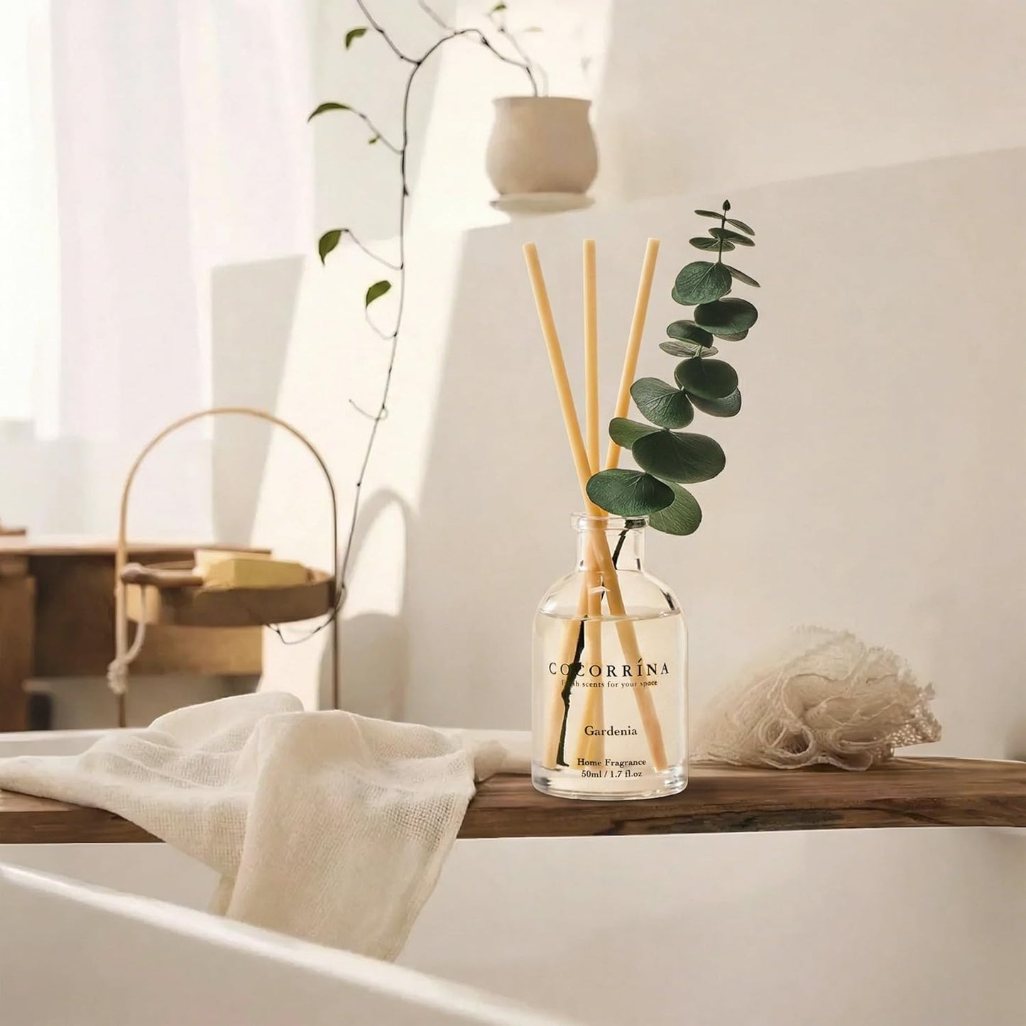 COCORRÍNA Eucalyptus Reed Diffuser Set of 3 - Eucalyptus & Moss, Clean Linen, Ocean Mist Scents, 1.7 fl oz Each, Total 5.1 oz, Scented Oil Diffusers for Home & Office