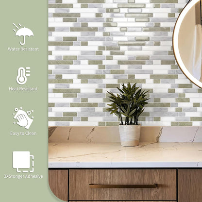 10 Sheets Thick Peel and Stick Kitchen Backsplash Tiles | 3D Waterproof Self Adhesive Wall Tile Stick on Backsplash for Kitchen,Bathroom and Fireplace(Pink,12"×12")