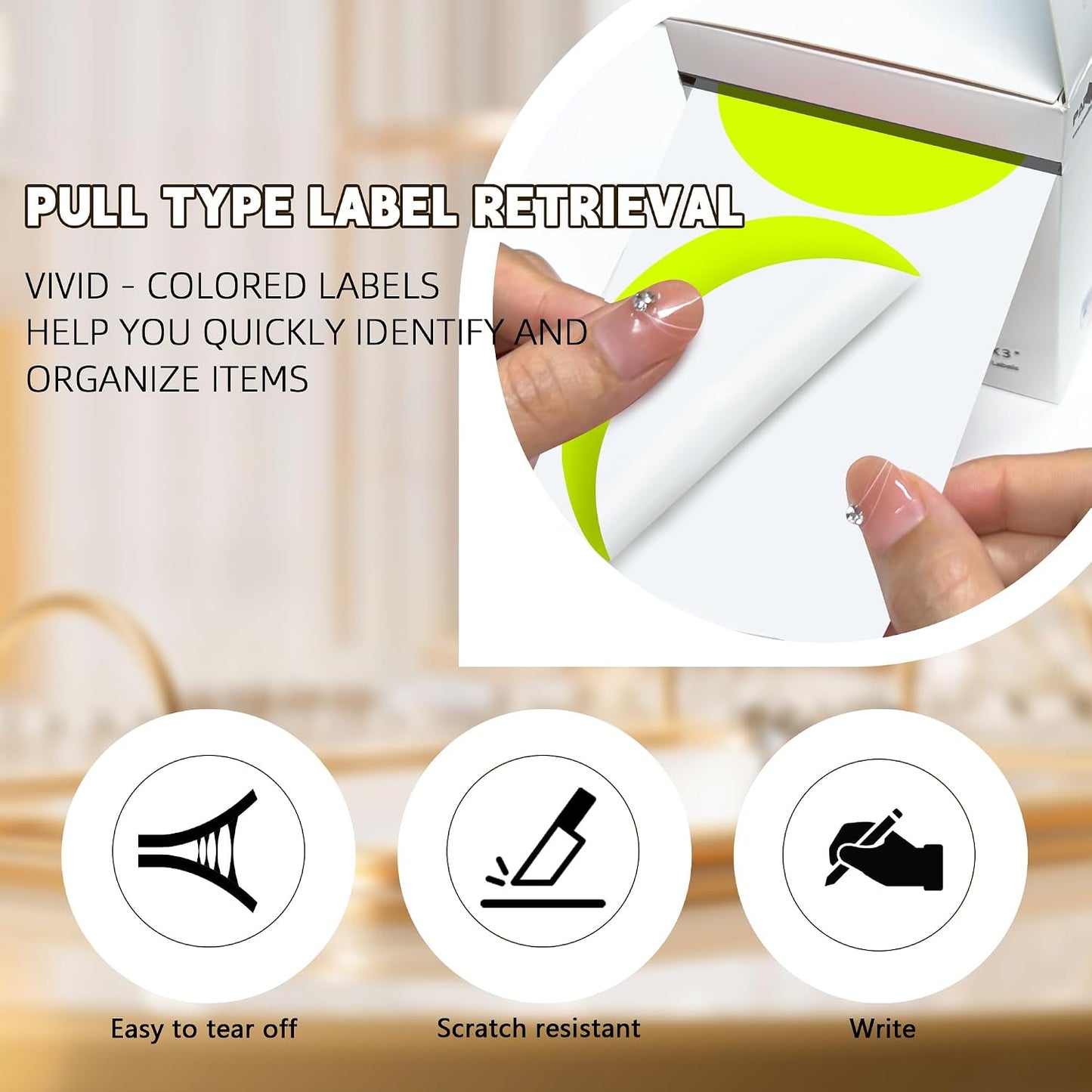 3 Inch White Color Code Dot Stickers,500 PCS Round Labels Stickers in Dispenser Box for Organization, Inventory,Classroom