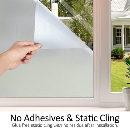 HIDBEA Frosted Window Privacy Film Heat Control UV Blocking, Static Cling Non-Adhesive Reusable Door coverings for Bathroom Home Office (Frosted 17.5 Inch x 6.5 Feet)