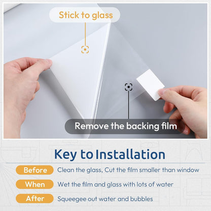 rabbitgoo Window Privacy Film, Frosted Glass Window Clings, Static Cling UV Heat Blocking Door Stickers for Home Bathroom, Removable Indoor Decal Coverings Day and Night, Pure, 17.5 x 78.7 Inches