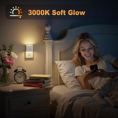 JandCase Motion Sensor Night Light, 2 Pack Motion Activated Night-Lights, 3000K Warm White LED Night Lights Plug into Wall, 30/60LM Adjustable Brightness, for Kids Adults Bathroom Bedroom