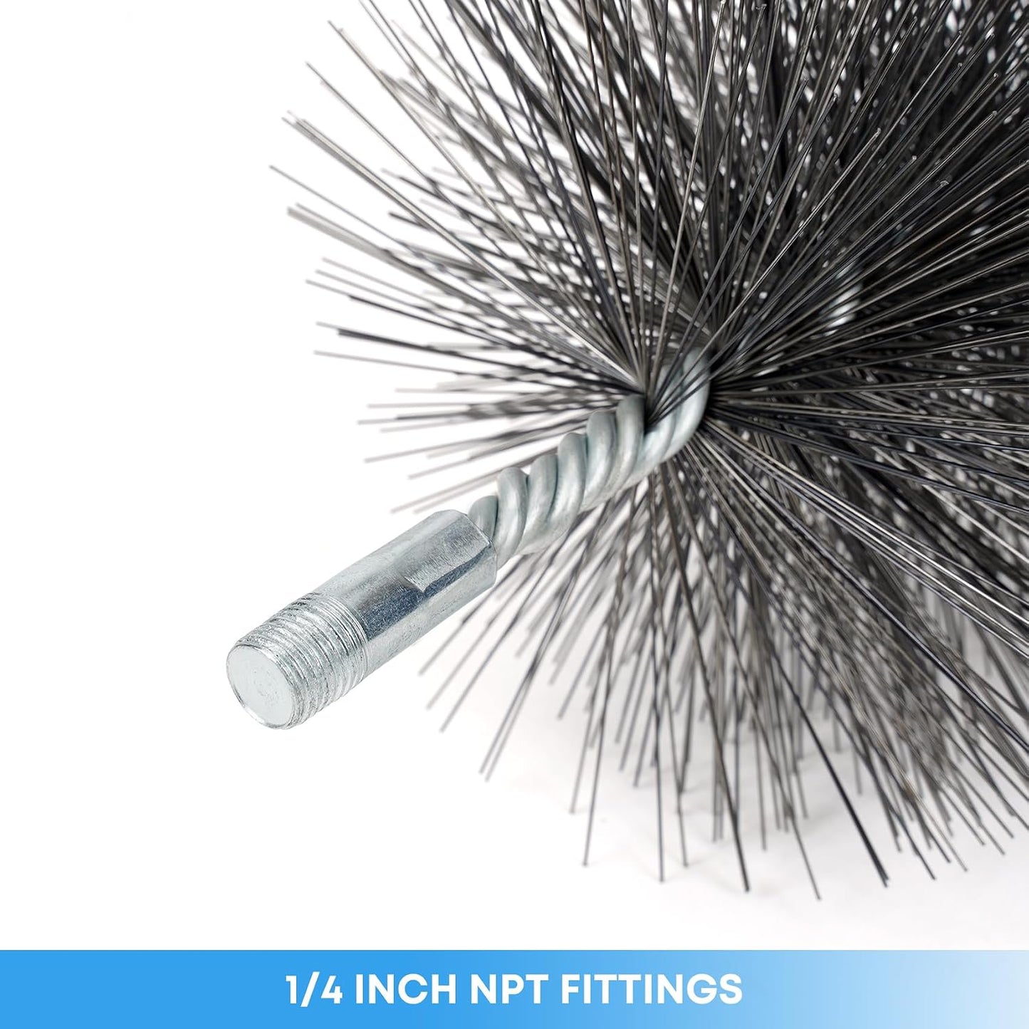 Stanbroil 6 Inch Round Chimney Cleaning Brush with 1/4" NPT Fitting for Insulated Chimneys, Stainless Steel or Metal Stove Pipes- Works with Most Chimney Rod Sets