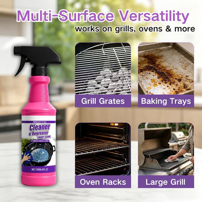 Cleaner&Degrcaser Smoky Stains,Fast-Acting Grill Cleaner Spray,120ml Fast Acting Grill Degreaser Spray for Outdoor Grills,Heavy Duty BBQ Degreaser for Burnt Food & Stubborn Grease. (1)