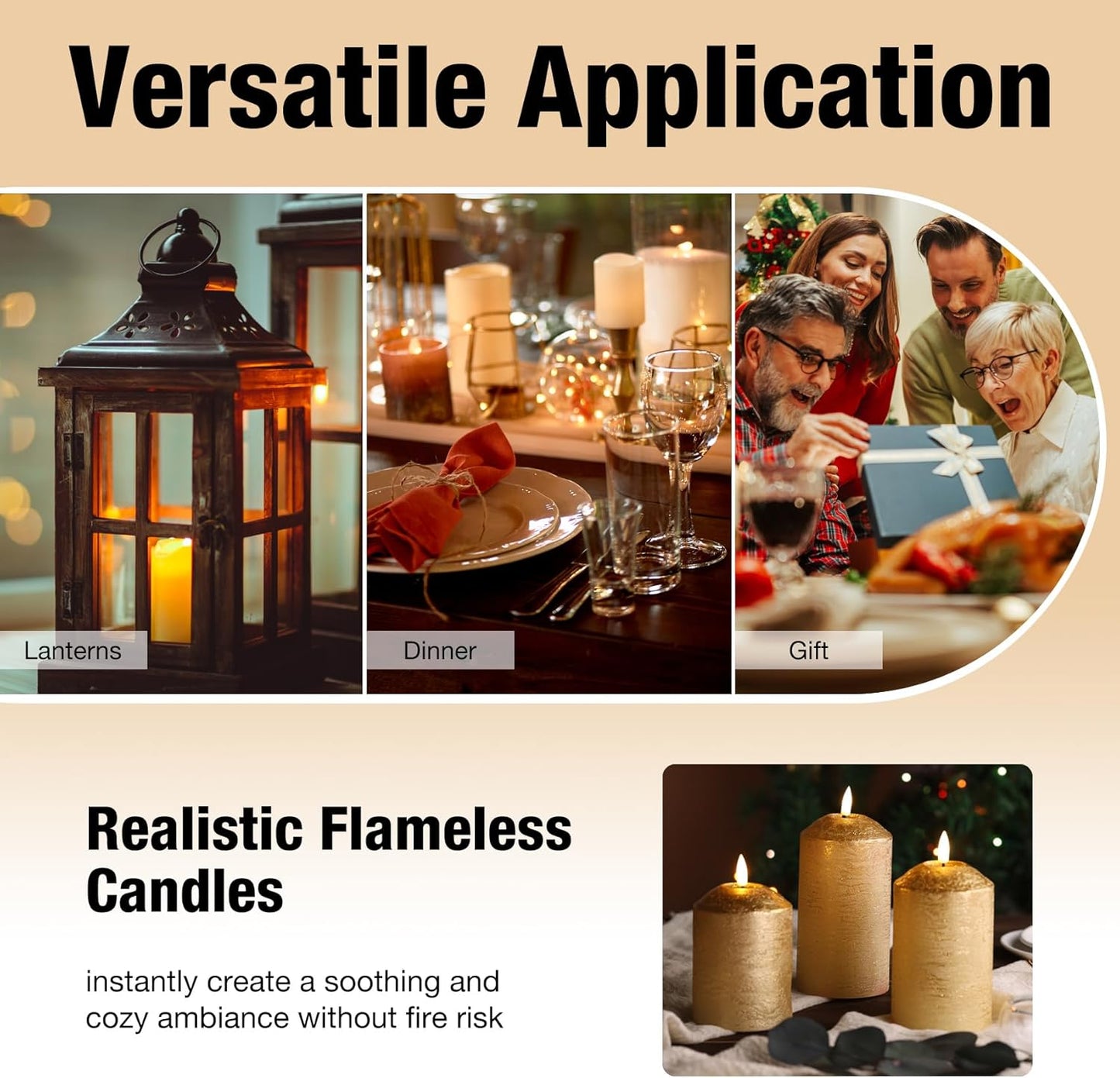 Eywamage White Flameless Pillar Candles with Remote, Flickering LED Candles Battery Powered Real Wax Set of 3