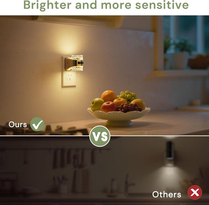 L LOHAS LED Motion Sensor Night Light,Dimmable Night Lights Plug into Wall, 2 Pack Acrylic Nightlight with 0-100 LM Adjustable Brightness, 3000K Plug in Night Light for Bathroom Hallway