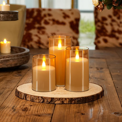 Homemory Realistic Flickering Battery Operated Candles, LED Fake Electric Candle with Remote Control and Timer, Flameless Candles for Home, Christmas Decoration, White, Set of 3