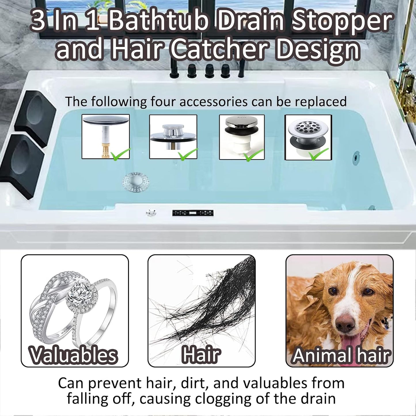 AzWzz Bathroom Sink Stopper,Sink Hair Catcher,Bathroom Sink Drain Strainer Pop Up Drain Cover Plug,Universal for 1.1 to 1.65in Sink Drain Hole