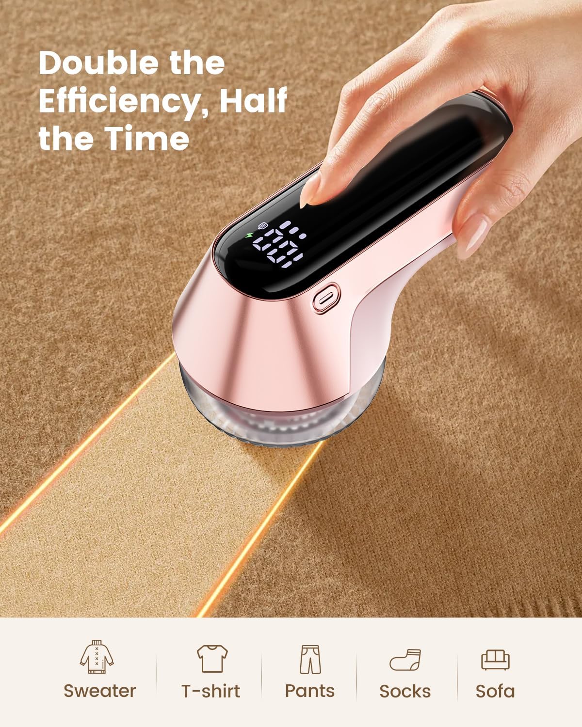 coldSky Fabric Shaver, Rechargeable Lint Shaver with Digital Display, Portable Sweater Defuzzer with 3 Speeds, 6 Leaf Blades and Safety Lock, Electric lint Remover for Clothes, Sweater (Silver)