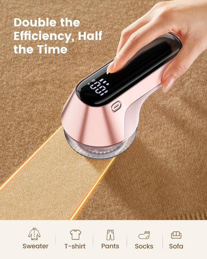 coldSky Fabric Shaver, Rechargeable Lint Shaver with Digital Display, Portable Sweater Defuzzer with 3 Speeds, 6 Leaf Blades and Safety Lock, Electric lint Remover for Clothes, Sweater (Silver)