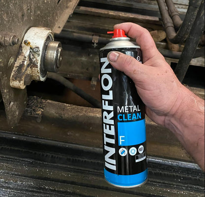 Interflon Metal Clean F - Industrial Metal Cleaner and Degreaser – NSF H1 Food Safe Cleaner – 500ml Aerosol Heavy Duty Degreaser Spray - Removes Oil and Grease From Surfaces- Use In Food Processing