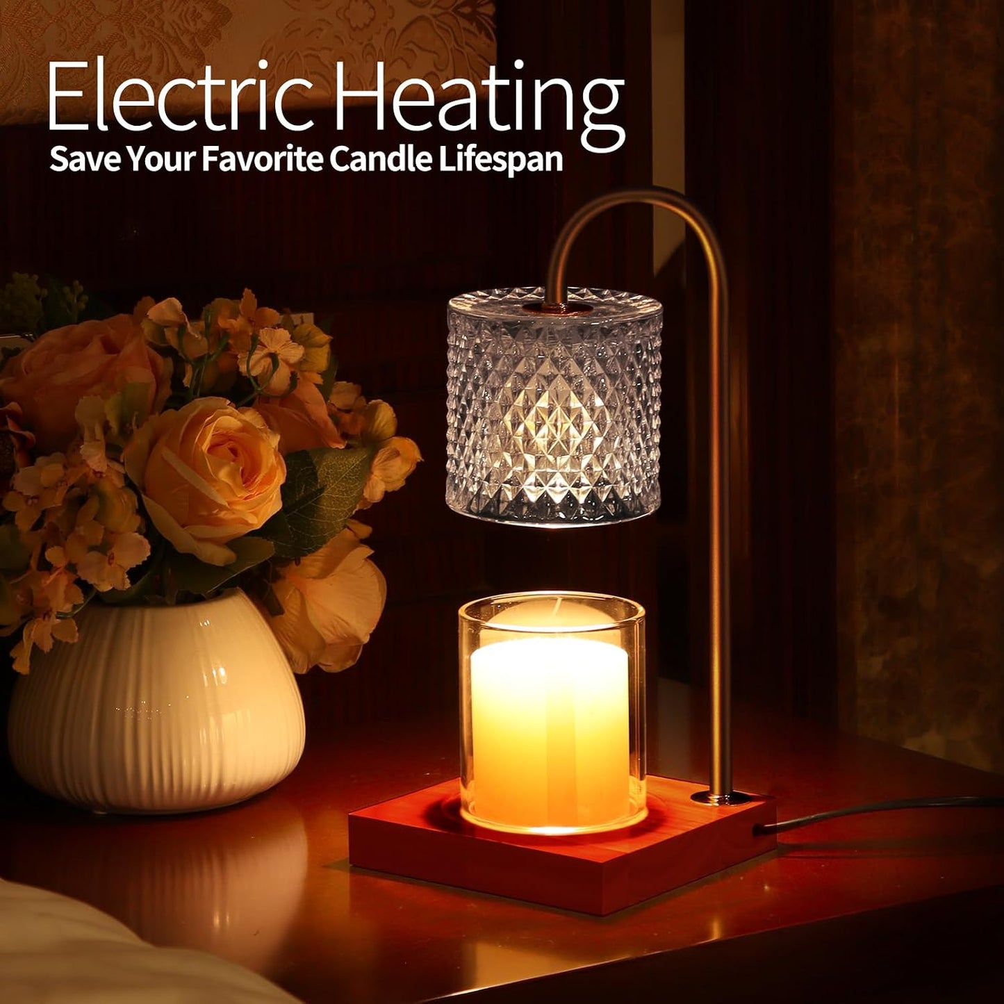 TigQiang Candle Warmer Lamp with Timer Dimmer, Birthday Gifts for Women Mom, House Warming Gifts, Elegant New Home Decor, Wax Warmer for Jar Candles, Heater Lamp for Scented Wax, Clear Glass