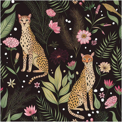 Floralplus Peel and Stick Wallpaper Leopard Jungle Removable Wallpaper for Bathroom Renter Friendly Wallpapers Self Adhesive Animal Floral Contact Paper for Accent Wall 17.5 x 118 in
