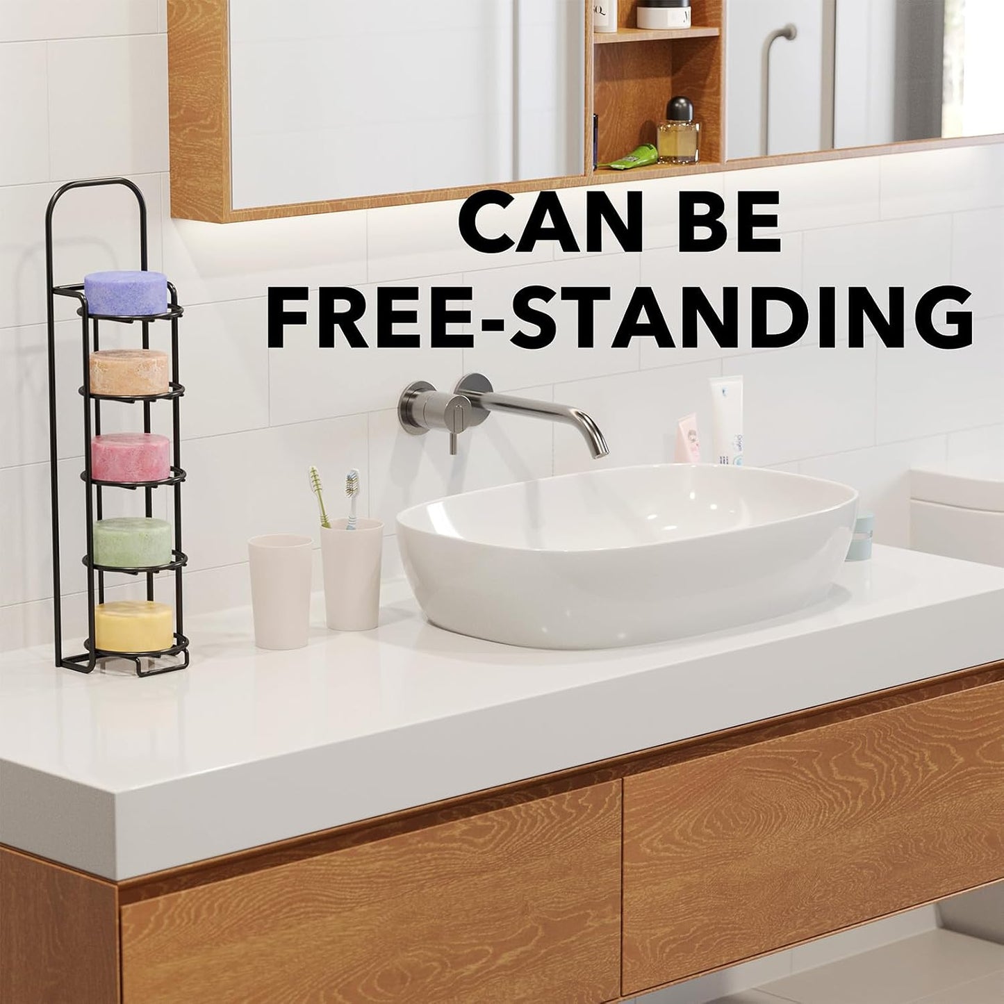 SpaceAid 4 Tier Shampoo Bar Holder for Shower, Self Draining Soap Bar Holders Caddy for Bathroom Wall and Kitchen Sink, Shampoo Bar Dish Rack, Stainless Steel Bar Soap Holder (Black)