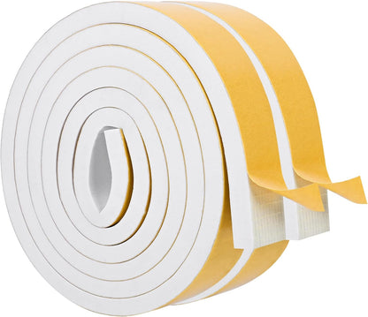 ToLanbbt White Door Window Weather Stripping Self Adhesive Foam Tape High Density Foam Sealing Strip Window Insulation Weatherproof Gasket Tape for Doors and Windows (1/2" W X 1/8" T X 16.5')